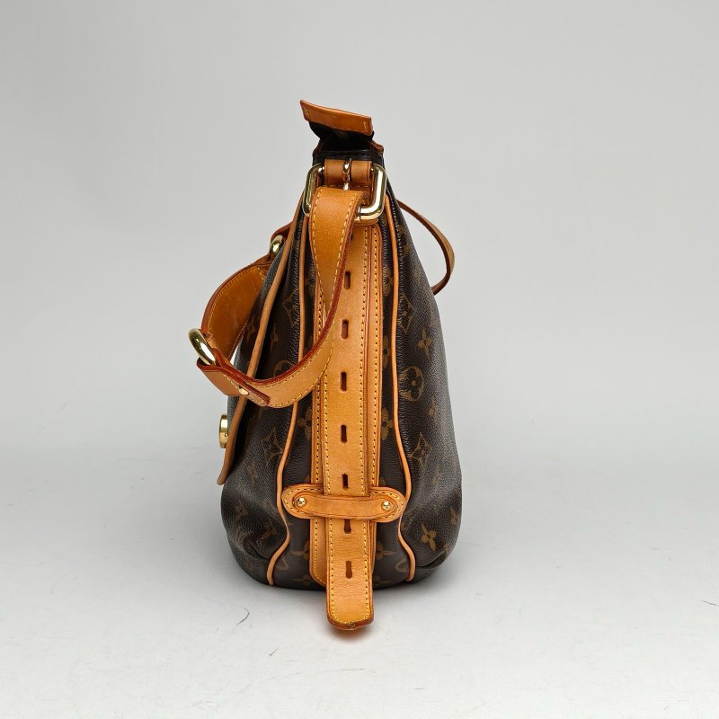 LOUIS VUITTON 老花PVC金扣2008中古金豆豆單肩包肩背包-1