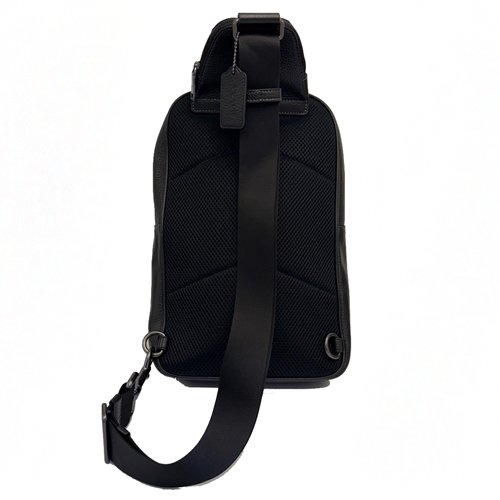 [全新] COACH 大C壓印牛皮男款單肩胸前斜背包(黑)-2