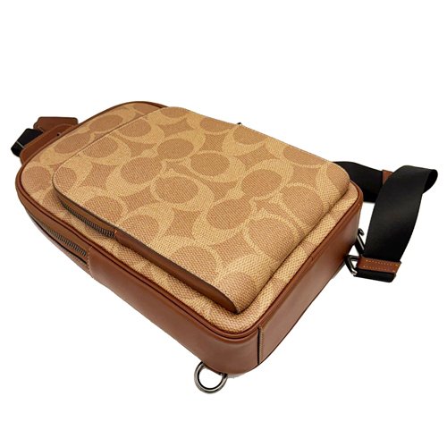 [全新] COACH 大C男款單肩胸前斜背包(咖)-3