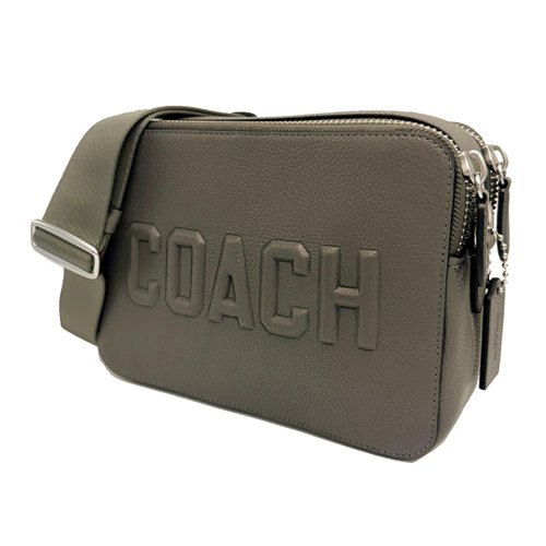 [全新] COACH 專櫃款字母LOGO男款雙層斜背郵差包(灰)-1