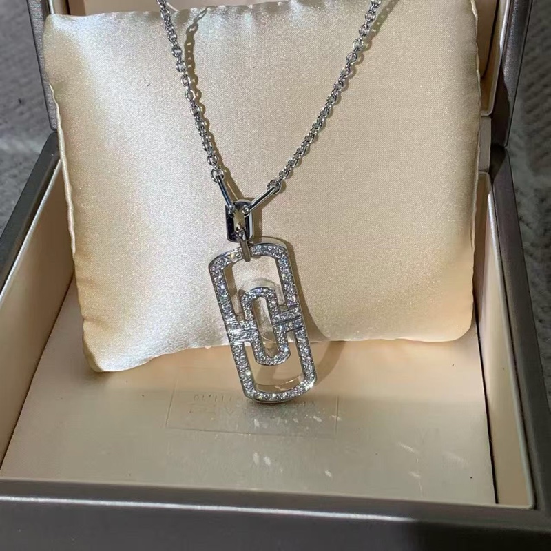 Bvlgari寶格麗回形針大號白金滿鑽項鍊,老款沒編碼-1