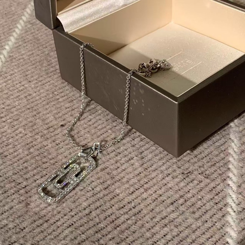 Bvlgari寶格麗回形針大號白金滿鑽項鍊,老款沒編碼-2