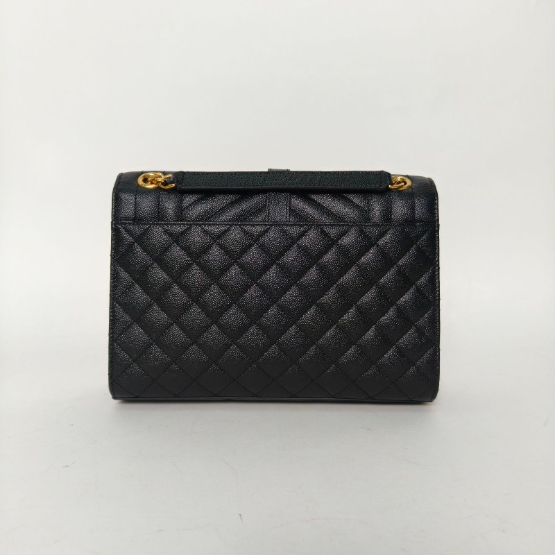 SAINT LAURENT Envelope絎縫紋理信封包中號黑色牛皮金扣肩背包-2