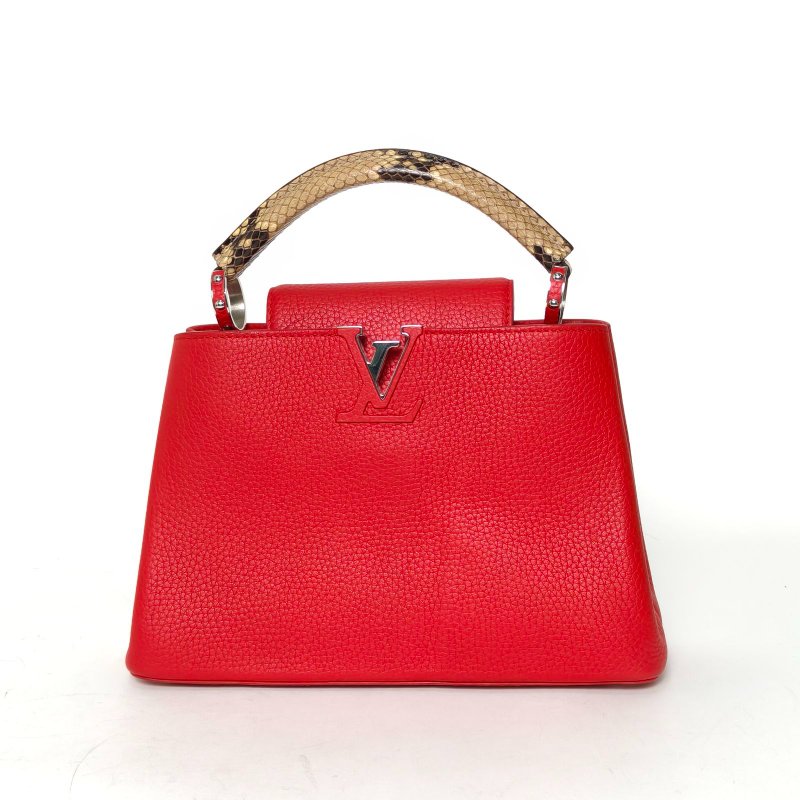 LOUIS VUITTON CapucinesBB27手柄拼紅色牛皮/蛇皮銀扣201627蛇皮手柄肩背包-0