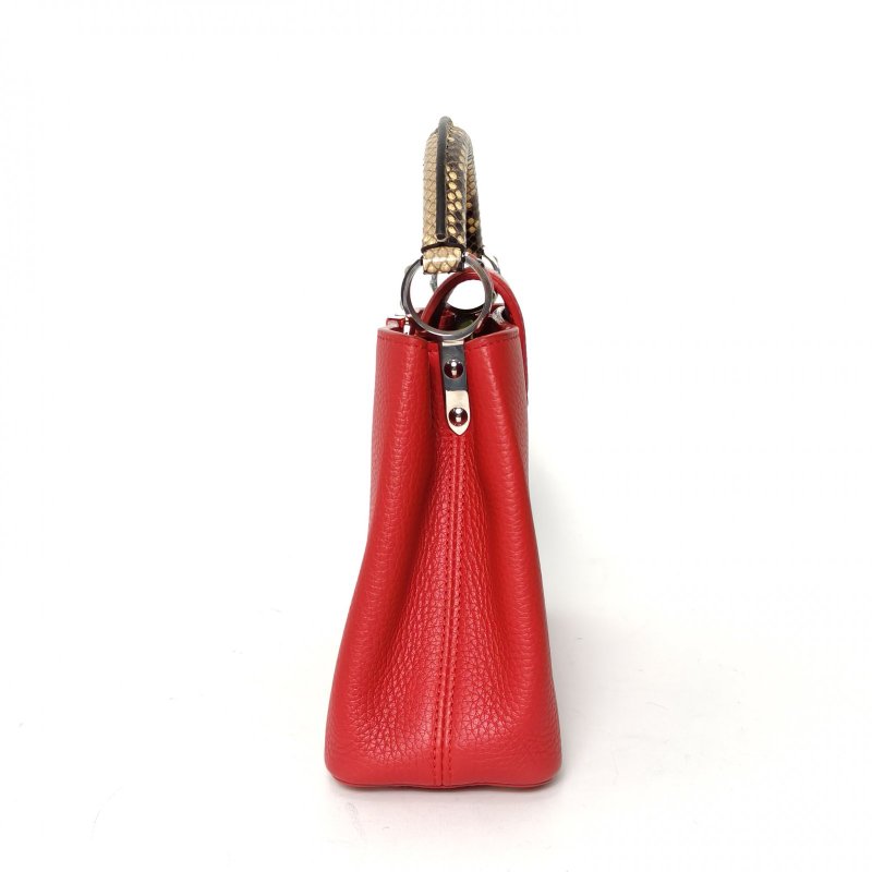 LOUIS VUITTON CapucinesBB27手柄拼紅色牛皮/蛇皮銀扣201627蛇皮手柄肩背包-1