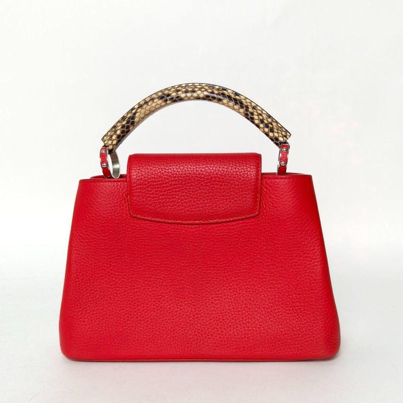 LOUIS VUITTON CapucinesBB27手柄拼紅色牛皮/蛇皮銀扣201627蛇皮手柄肩背包-2