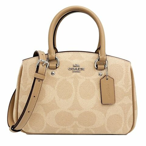 [全新] COACH 新款C LOGO手提斜背兩用黛妃包(杏仁奶茶)