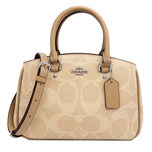 [全新] COACH 新款C LOGO手提斜背兩用黛妃包(杏仁奶茶)-0