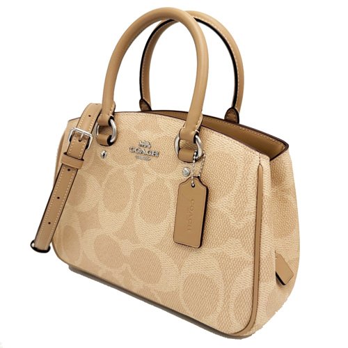 [全新] COACH 新款C LOGO手提斜背兩用黛妃包(杏仁奶茶)-1