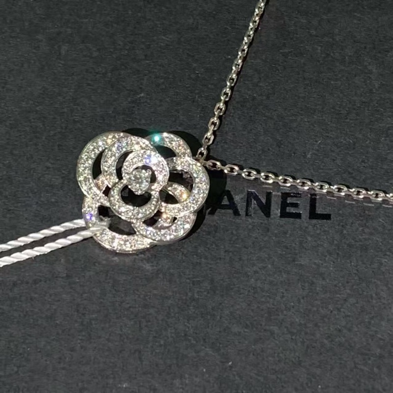 CHANEL香奈兒 CAMELIA 山茶花白金滿鑽項鍊,2025購入-2