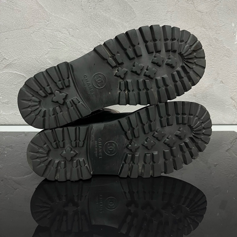 CHANEL 香奈兒 Vintage運動方標中筒輕底皮靴/尺碼37碼 /成色99新-6