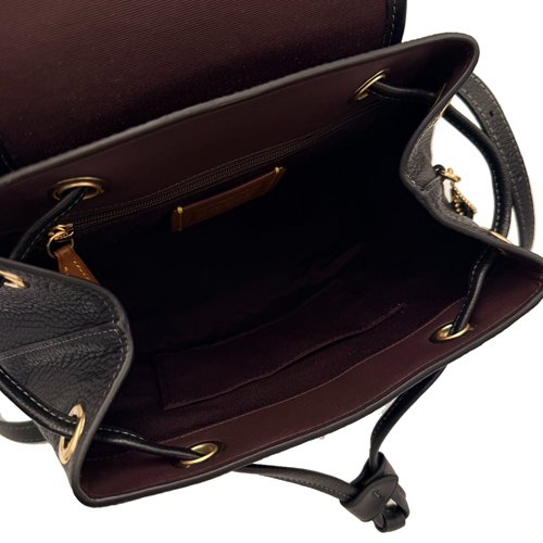 [全新] COACH 素面牛皮璇釦小斜背後背包(黑)-4