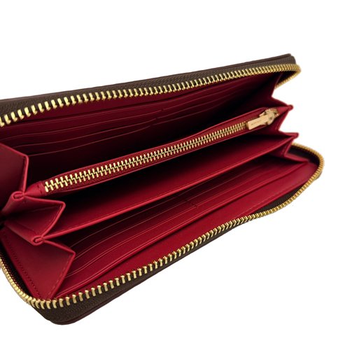 [全新] COACH C LOGO手掛式拉鍊零錢袋長夾(深咖/紅)-4