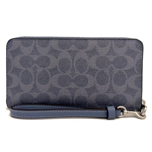 [全新] COACH C LOGO手掛式拉鍊零錢袋長夾(藍)-2