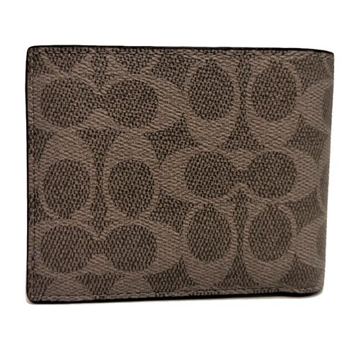 [全新] COACH C LOGO徽章男款8卡附活動證件夾短夾(灰)-2