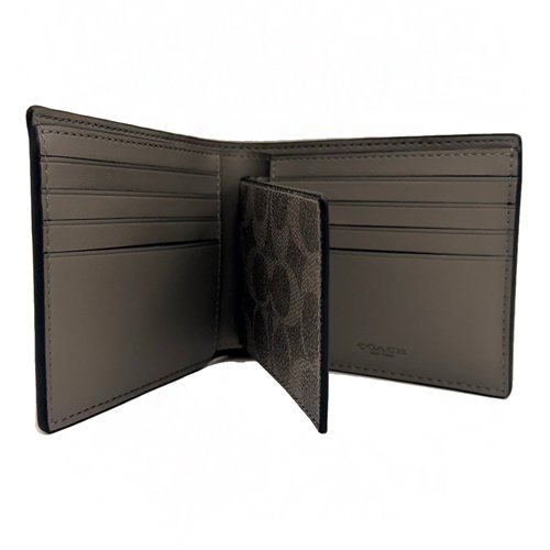 [全新] COACH C LOGO徽章男款8卡附活動證件夾短夾(灰)-3