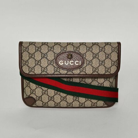 GUCCI NeoVintage虎頭腰包24烏木色PVC金扣肩背包