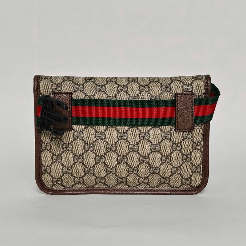 GUCCI NeoVintage虎頭腰包24烏木色PVC金扣肩背包-2