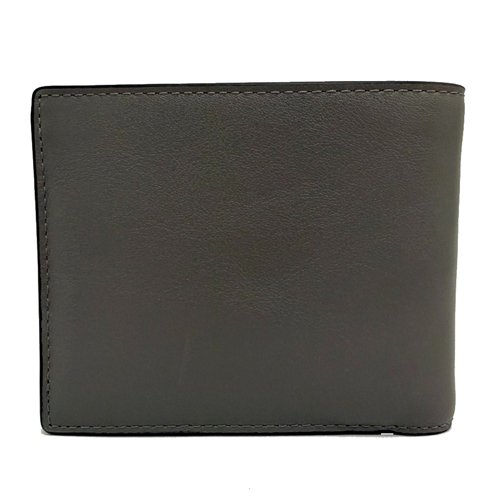 [全新] COACH 專櫃款男款素面牛皮8卡附活動證件夾短夾(灰)-2