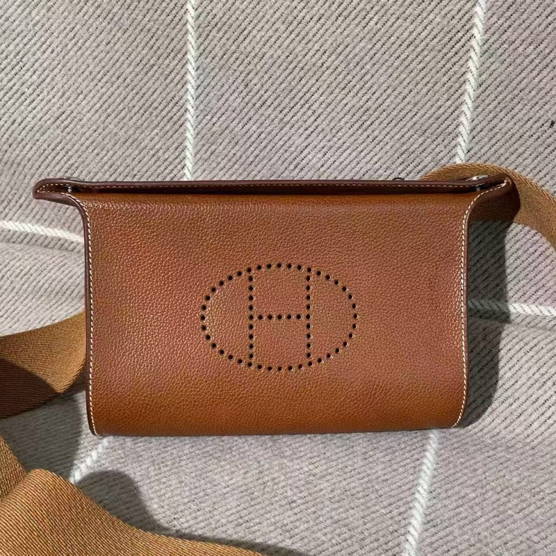 Hermes愛馬仕 videpoches 信封包餐盤包金棕色馬鞍皮B刻-0