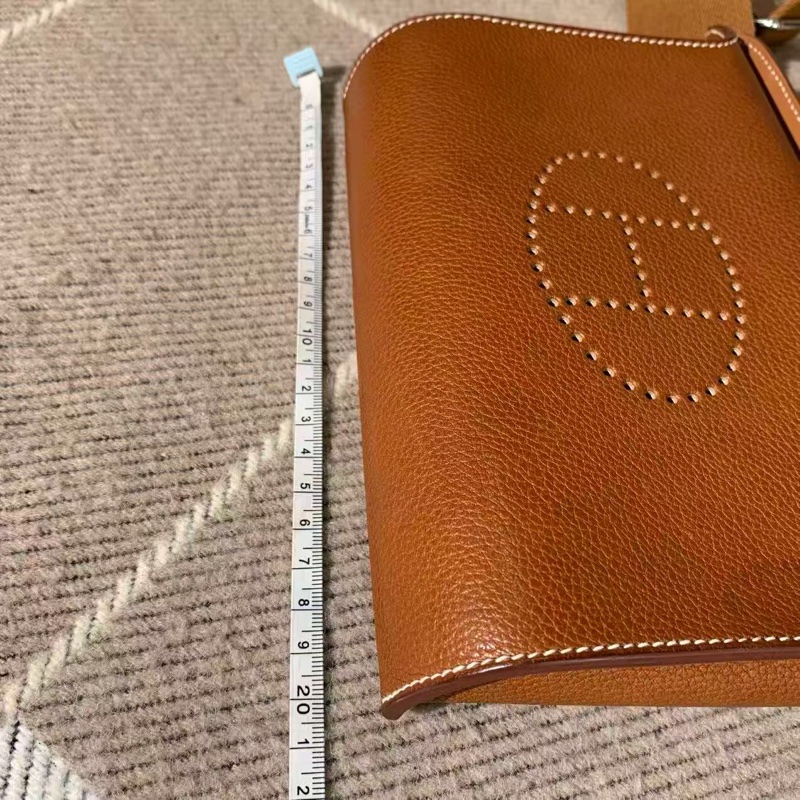 Hermes愛馬仕 videpoches 信封包餐盤包金棕色馬鞍皮B刻-5