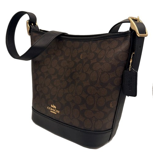 [全新] COACH 新款C LOGO斜背水桶包(大款-深咖)-1