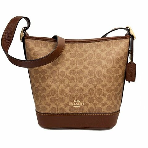 [全新] COACH 新款C LOGO斜背水桶包(大款-焦糖)