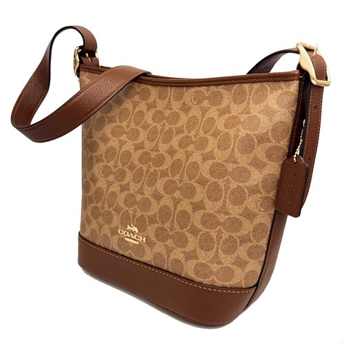 [全新] COACH 新款C LOGO斜背水桶包(大款-焦糖)-1