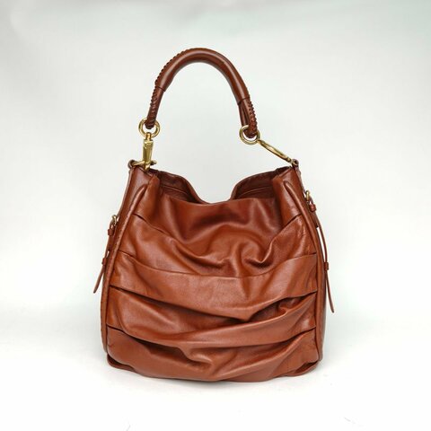 DIOR 咖啡色羊皮金扣2010中古手提單肩包肩背包