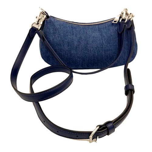 [全新] COACH 雙扣環牛仔肩斜背兩用彎月包(牛仔藍)-2