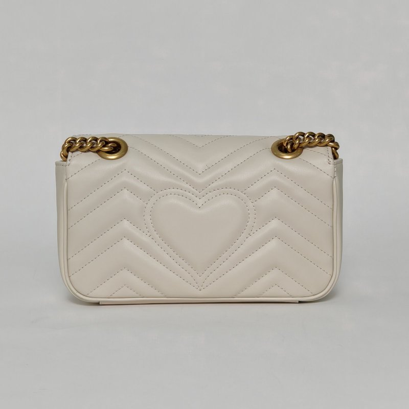 GUCCI GGMarmont肩背包Mini22白色牛皮金扣肩背包-2