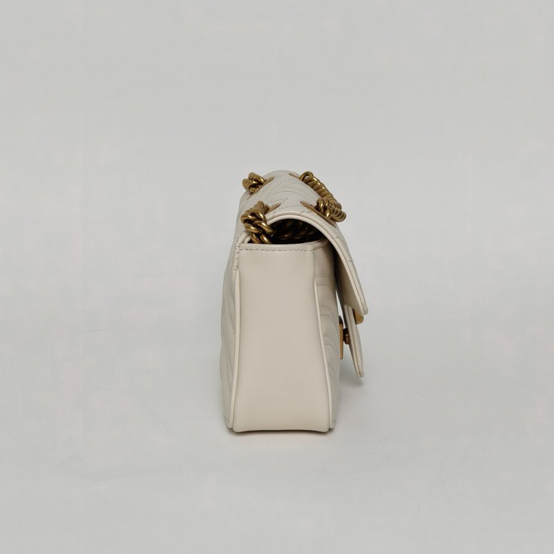 GUCCI GGMarmont肩背包Mini22白色牛皮金扣肩背包-3
