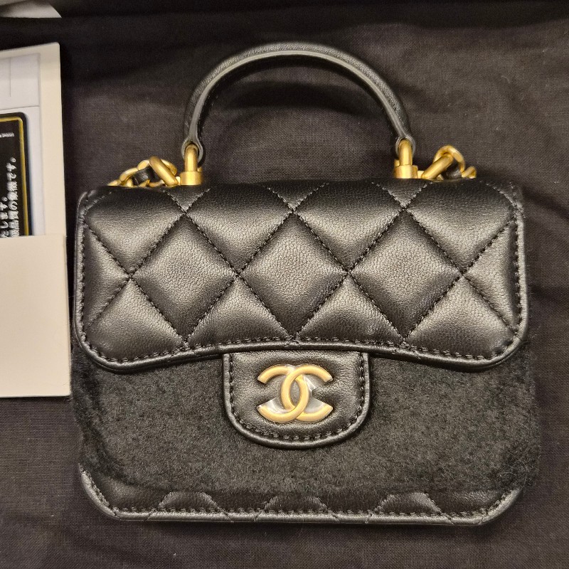 Chanel香奈兒手工坊黑金羊cf handle mini手提鏈條小廢包 斜背包-2