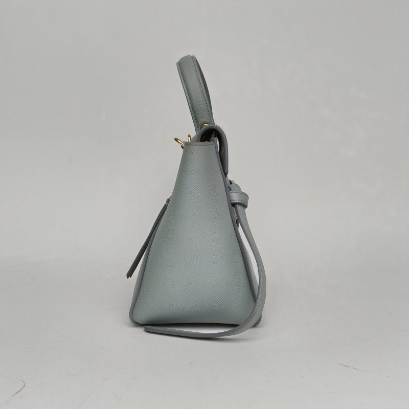 CELINE Belt鯰魚包Micro24霧霾藍牛皮金扣肩背包-3