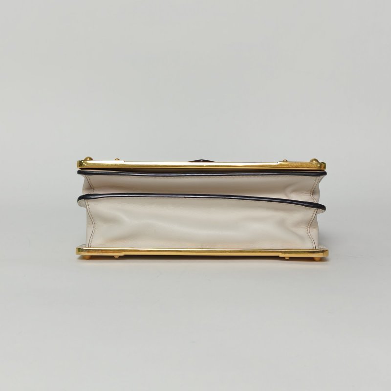 PRADA Cahier盒子包20拼色牛皮金扣肩背包-4