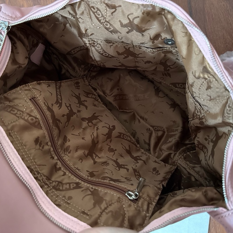 longchamp 小羊皮餃子包 玫瑰粉-4