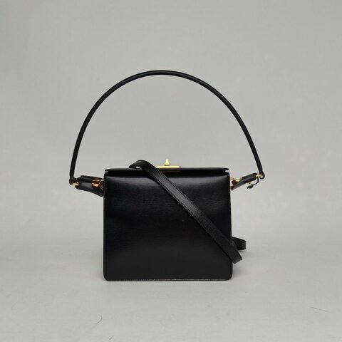 PRADA 拼色牛皮金扣盒子包腋下包肩背包