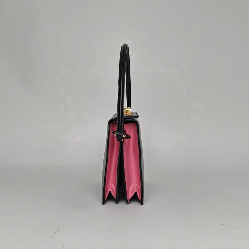 PRADA 拼色牛皮金扣盒子包腋下包肩背包-3