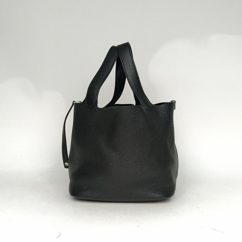 HERMES Picotin22菜籃子89黑色TC皮A刻銀扣肩背包-1