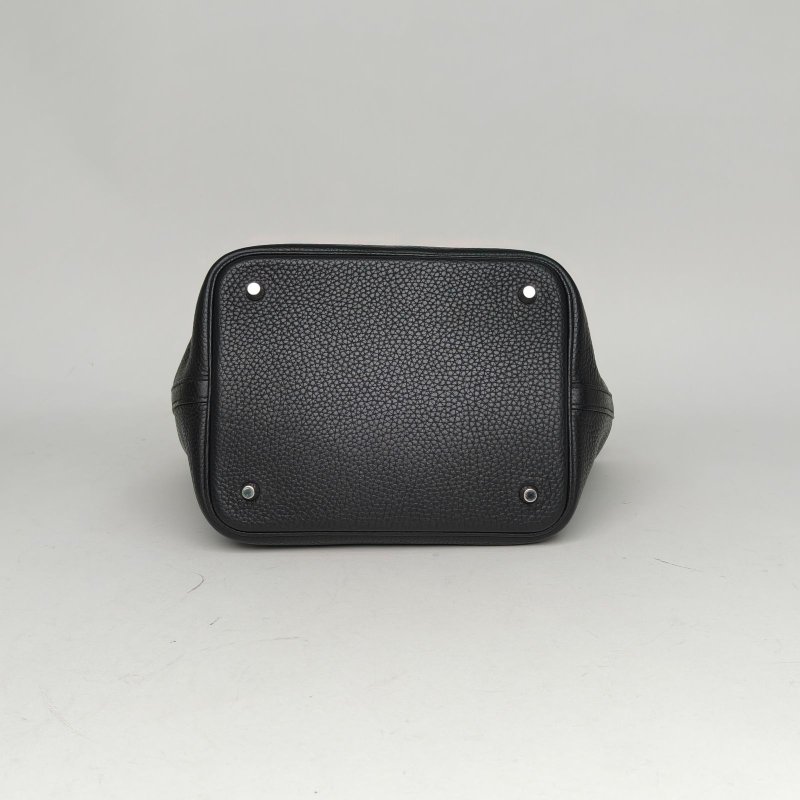 HERMES Picotin22菜籃子89黑色TC皮A刻銀扣肩背包-4