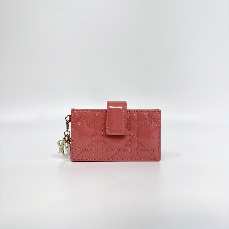 Dior蓍草粉漆皮五卡風琴式卡包 s0074o-1