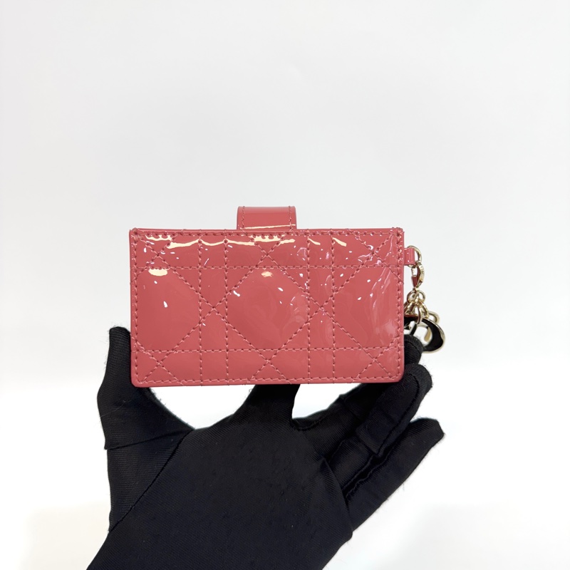 Dior蓍草粉漆皮五卡風琴式卡包 s0074o-5