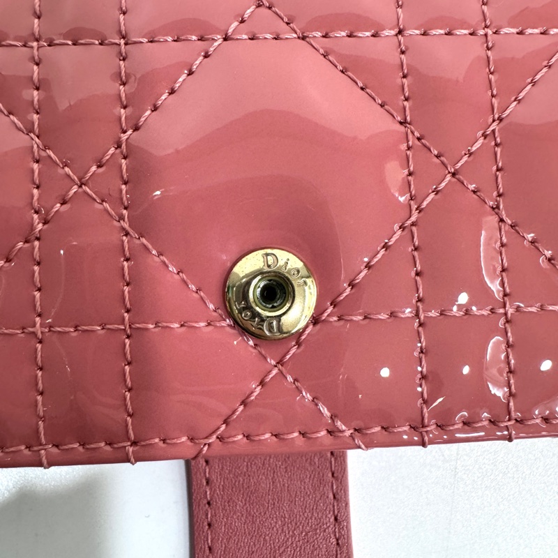 Dior蓍草粉漆皮五卡風琴式卡包 s0074o-9