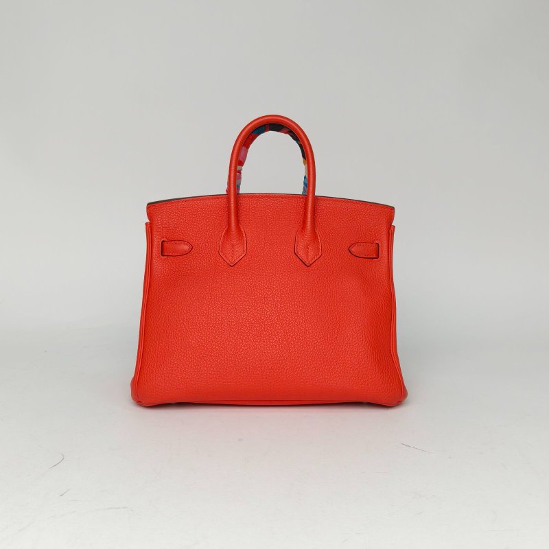 HERMES Birkin255E朱砂紅Togo皮C刻銀扣肩背包-2