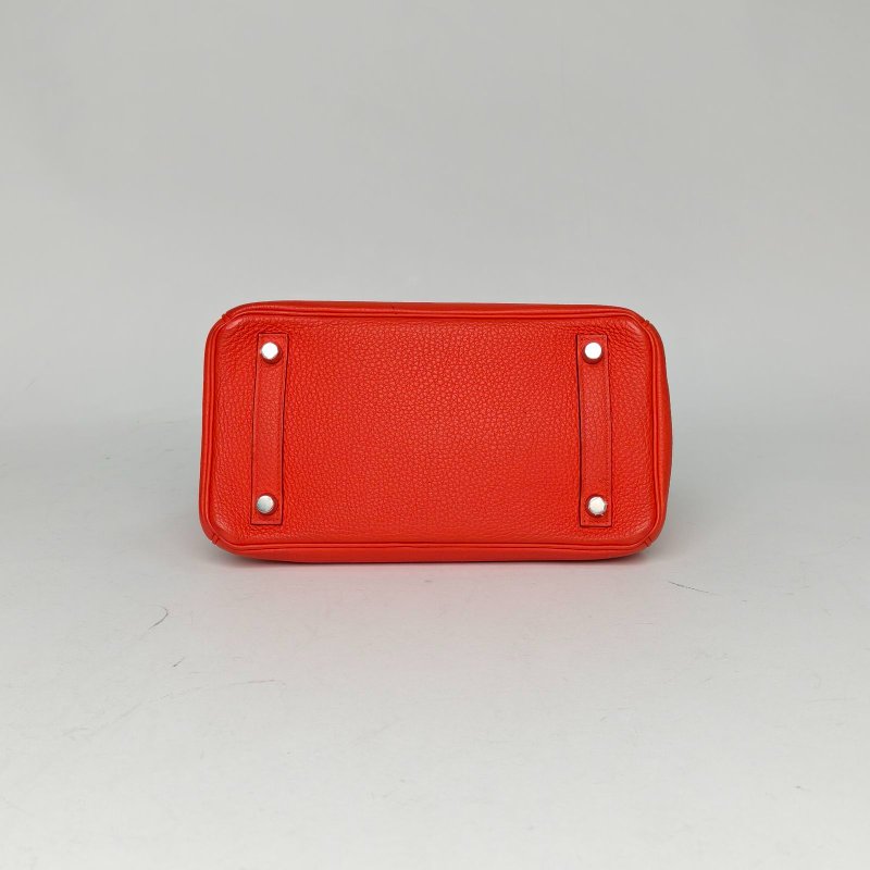 HERMES Birkin255E朱砂紅Togo皮C刻銀扣肩背包-4