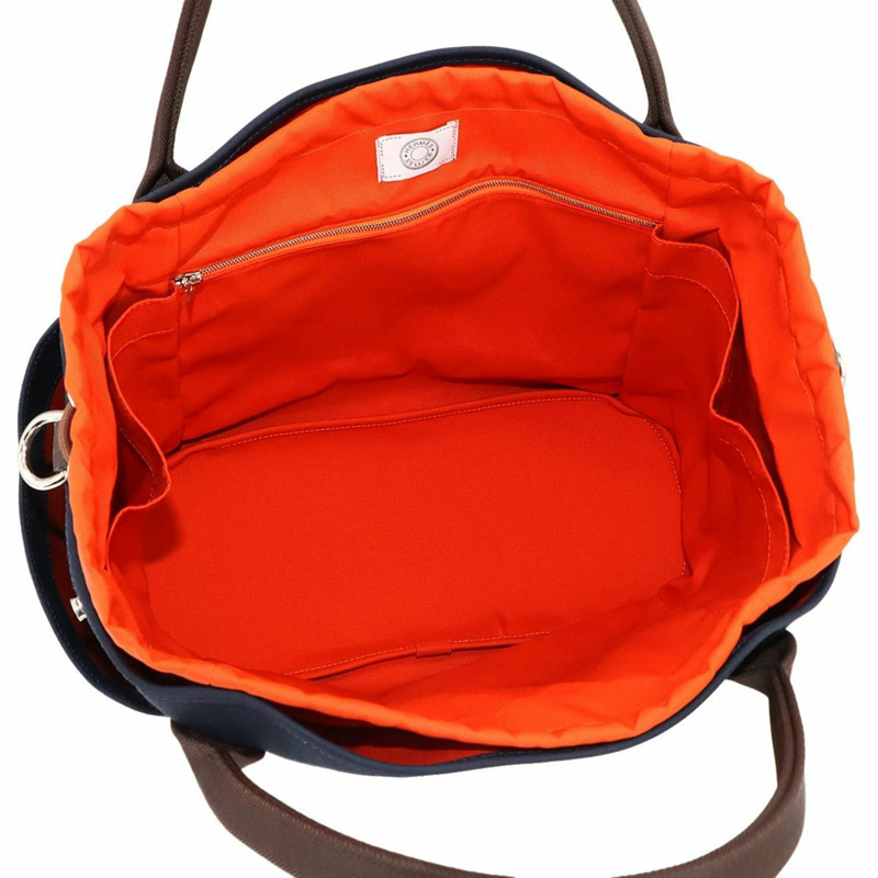 Hermes Hermès Sac de Pansage Groom 2-way tote/sound bag in navy canvas with a "Z" stamp.-6