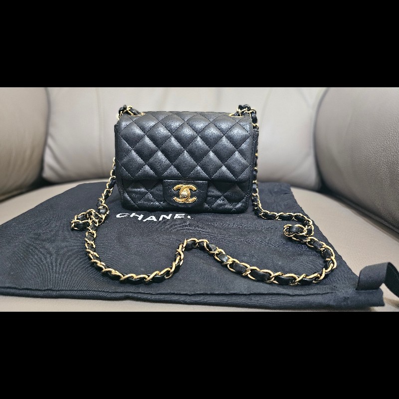 CHANEL 方胖子 mini coco 17  (黑金羊皮，保卡29開)-0