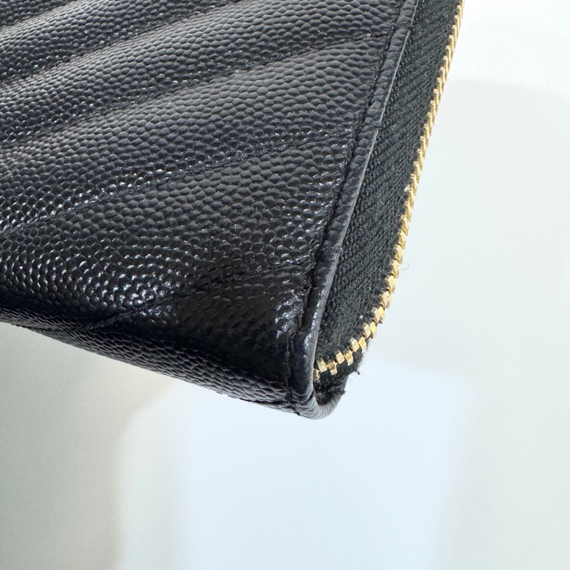 🕯️聖羅蘭長夾YSL黑金魚子醬牛皮ㄇ拉長夾358094-6