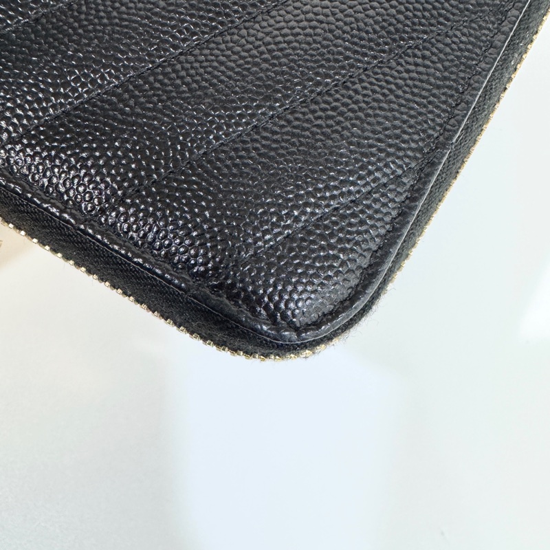 🕯️聖羅蘭長夾YSL黑金魚子醬牛皮ㄇ拉長夾358094-8