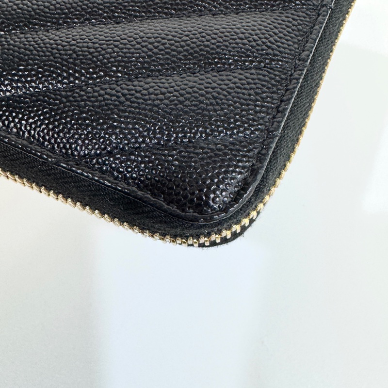 🕯️聖羅蘭長夾YSL黑金魚子醬牛皮ㄇ拉長夾358094-9